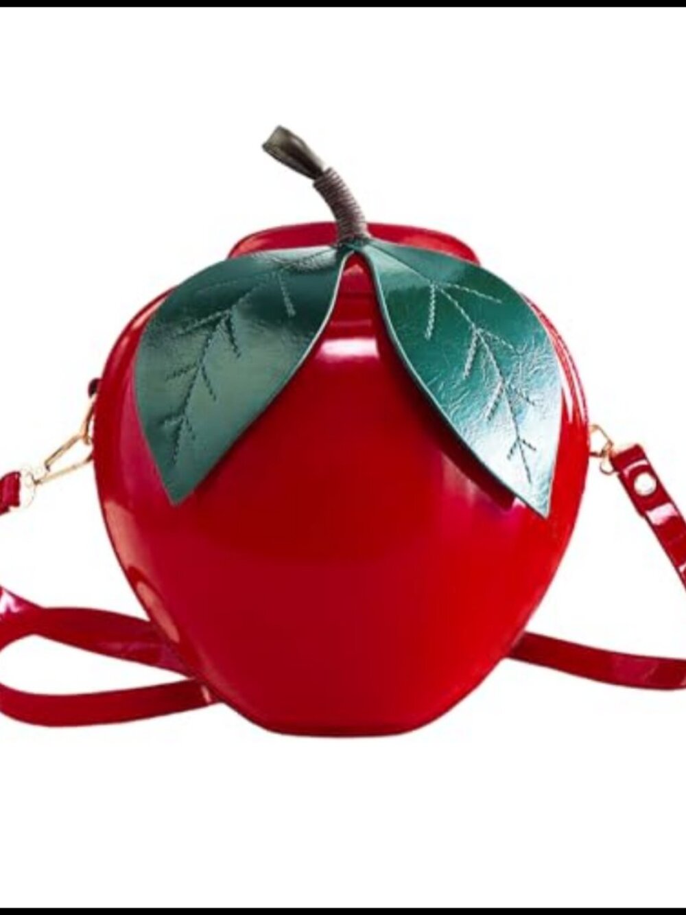 PU Leather Apple Shape Crossbody Bag Adjustable Strap Top-Handle Handbag
